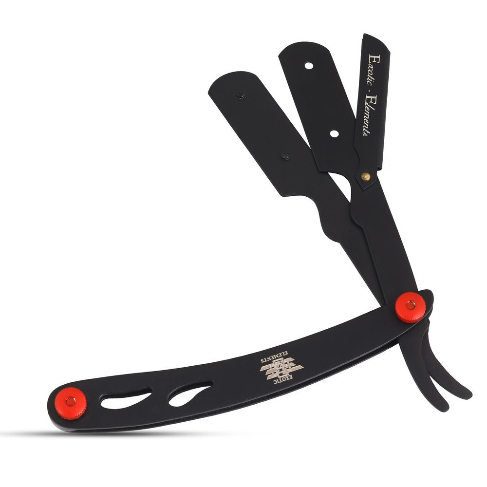 NinthAvenue Basics Black Multipurpose Shaving Straight Edge Razor for Hair Cuts and Shape-Ups - Barbershop and Salon Quality Professional Use, In Picture
