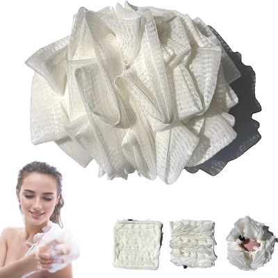 Acuirw 2-in-1 Bath Loofah Sponge, Super Soft Exfoliating Bath Sponge Able to Wrap The Soap, Dual Function Loofah and Washcloth, Exfoliating Loofah Sponge, White