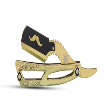 Generic Professional Barber Premium Unique Design Gold and Black Stylish Mens Shaving Razor Straight Edge Razor, In Picture