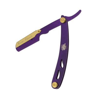 NinthAvenue Basics Purple and Gold Unisex Straight Edge Barber Shaving & Grooming in Razor Cut-Throat Folding Knife Razor Folding Knife - Stainless Steel, In Picture