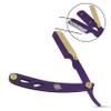 Generic Barber Shop Straight Edge Razor Purple and Gold Engraved Professional Hair Cutting and Shaving Razor Knife, In Picture view 3