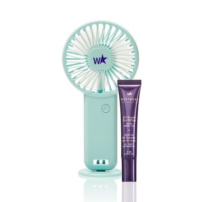 Westmore Beauty 60 Second Effects Tinted Firming Gel & Star Handheld Fan - Under Eye Cream For Puffiness And Bags Under Eyes - 10 mL Light to Medium - 0.33 Fl Oz