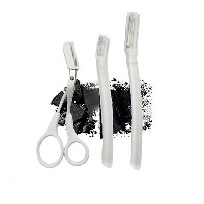 Ksvsonrvi Eyebrow Razors Sets, 2PCS Razor with Protective Cover, 1PCS Scissor, Facial Hairs Peach Fuzz Removal, Face Shavers (Clear)