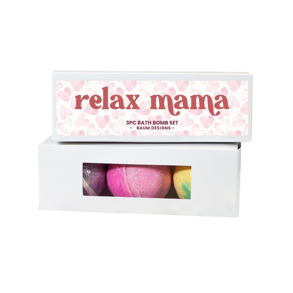 Mothers Day Bath Bomb Set - 3pc, Self Care Relaxing Spa Gift Set (Relax Mama)