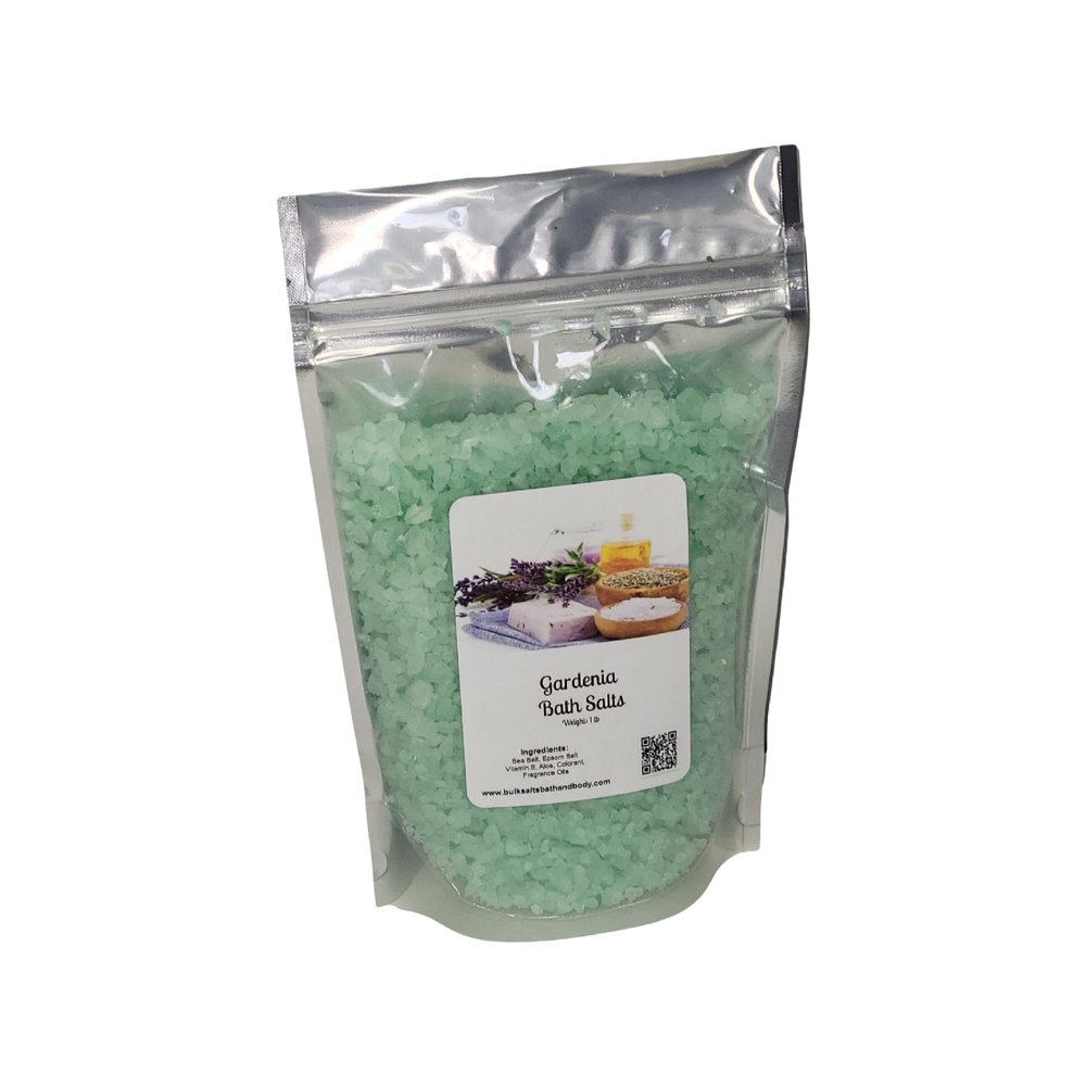Bath Salts | 1lb Bag (16oz.) | Choose Your Scent | Epsom Salt | Sea Salt| Bathing | Body Care | Beauty | Relaxation | Spa | Pedicure | Manicure | Soak (Gardenia)