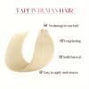 Tape in Hair Extensions Human Hair Blonde Tape in Extensions 613 Bleach Blonde Remy Hair Extensions Tape in 16-26 Inch Real Human Hair Extensions Seamless Straight Natural Hair Hair Extensions ( Size view 3