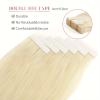 Tape in Hair Extensions Human Hair Blonde Tape in Extensions 613 Bleach Blonde Remy Hair Extensions Tape in 16-26 Inch Real Human Hair Extensions Seamless Straight Natural Hair Hair Extensions ( Size view 4