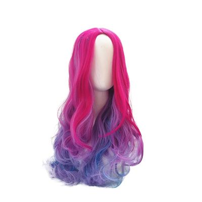 MIPPER 28 Inch/70 cm Long Wavy Wigs Role Playing Wigs Middle Part with No Bangs Synthetic Wigs for Women (Rose)