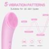 PRITECH Facial Cleansing Brush, Rechargeable Silicone Face Scrubber with Heat Massage End, Vibrating Exfoliator Scrubber for Deep Cleaning, Waterproof Face Brush for Women and Men (Pink) view 4