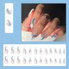 French Tip Press on Nails Almond Medium Fake Nails French Blue Line False Nails Glue on Nails Glossy Acrylic Nails for Women Nude Artificial Nails 24 Pcs view 2