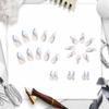 French Tip Press on Nails Almond Medium Fake Nails French Blue Line False Nails Glue on Nails Glossy Acrylic Nails for Women Nude Artificial Nails 24 Pcs view 3