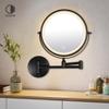 9" Large Black Wall Mount Magnifying Mirror With Light, TUSHENGTU 3000mAh Rechargeable Lighted Makeup Vanity Mirror Wall Mounted Swing Arm,10X/1X Magnifying Vanity Mirror for Bathroom 360Double Sided view 2