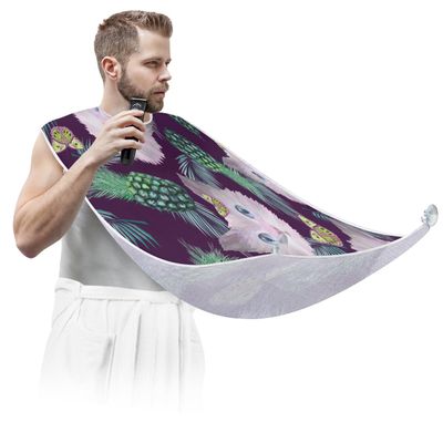 Hsnar Pineapple Fun Beard Bib Beard Hair Catcher for Men Shaving Waterproof Non-Stick Hair Catcher Grooming Cloth with 2 Suction Cups