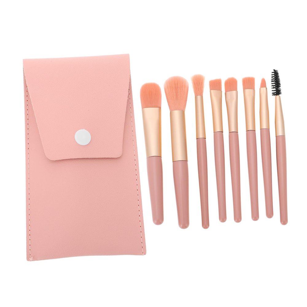 IWOWHERO 1set Mini Makeup Brush Set Soft Bristles and Pouch Face Beauty Tools for Effortless Application for Travel and Everyday Use