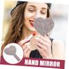 WOONEKY Heart Shaped Rhinestone Handheld Mirror Compact Handle for Travel High Definition Material Chic Design for Beauty and Makeup view 2