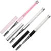 3-Piece Mascara and Eyebrow/Eyelash Brush Set with Caps, Portable Cosmetic Wands in Pink, Black, and Silver view 1