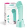 PRITECH Silicone Face Scrubber, Rechargeable Facial Cleansing Brush with Heat Massage End, Vibrating Exfoliator Scrubber for Deep Cleaning, Waterproof Face Brush for Women and Men (Green) view 1