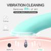 PRITECH Silicone Face Scrubber, Rechargeable Facial Cleansing Brush with Heat Massage End, Vibrating Exfoliator Scrubber for Deep Cleaning, Waterproof Face Brush for Women and Men (Green) view 2