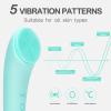 PRITECH Silicone Face Scrubber, Rechargeable Facial Cleansing Brush with Heat Massage End, Vibrating Exfoliator Scrubber for Deep Cleaning, Waterproof Face Brush for Women and Men (Green) view 4