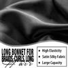3Pcs Bonnets for Black Women Braid Bonnet, Large Long Satin Bonnet for Braids, Black Women Satin Silk Bonnet with Stretchy Tie Band Sleep Bonnet Cap for Long Curly Hair (Black & Dark Blue & Rose Pink) view 4