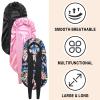3Pcs Bonnets for Black Women Braid Bonnet, Large Long Satin Bonnet for Braids, Black Women Satin Silk Bonnet with Stretchy Tie Band Sleep Bonnet Cap for Long Curly Hair (Black & Black Pattern & Pink) view 3
