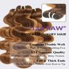 HERMOUS Double Drawn Honey Blonde 3 Bundles with 4x4 HD Lace Closure 13A Virgin Human Hair Body Wave, Blonde and Brown Ombre Highlight Thick Raw Virgin Bundles With Closure Free Part 14 16 18+14 Inch view 3