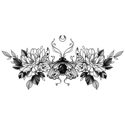 MOQNISE 4 pcs Petal Flower Juice Semi-Permanent Tattoo Sticker Waterproof Long-Lasting Simulated Tattoo Covering Scar Corsage, 16x28cm