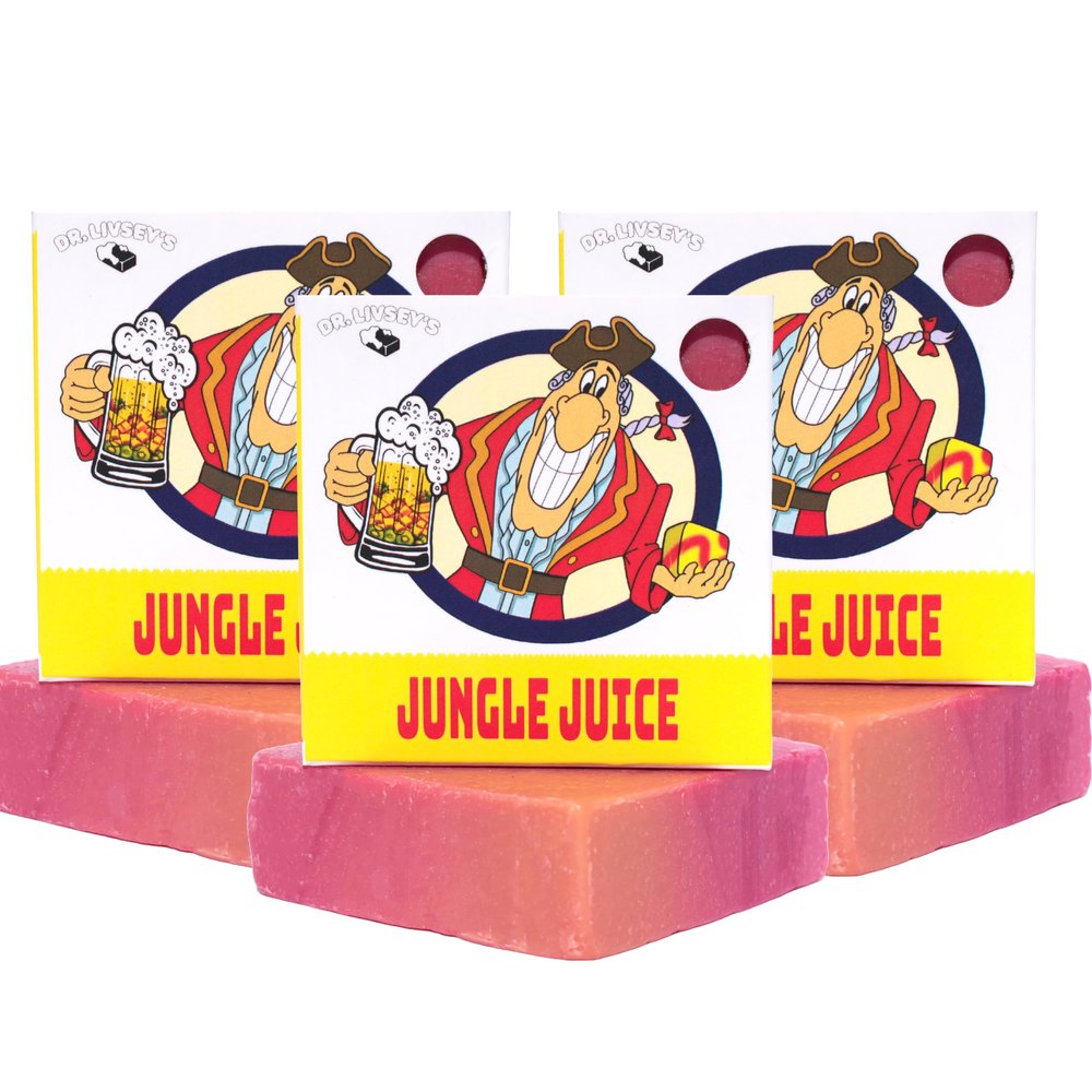 Dr. Livsey's Brewery Edition Soap - 3-Pack, 5 oz Each, Beer-Inspired, Cold Processed, 100% Natural, Fresh, Anti-Odor with Natural Skin Oils, Cruelty-Free, Handmade in USA (Jungle Juice)