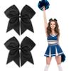Big Black Ponytail Holders with Cheer Bows, Cheerleading Hair Accessories - 8 Inch Bows for Cheerleaders, Girls' Hair Ribbons, Softball Hair Ties view 1