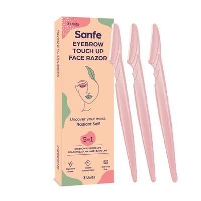 NinthAvenue Basics PUB Eyebrow Touch Up Hair Removing Face Razor For Women - Pack of 3 | Instant & Painless Hair Removal |Suitable For Eyebrow, Upper lip, Chin |Peach Fuzz | Stainless Steel Blade & Firm Grip