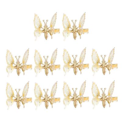 10Pcs 3D Movable For Butterfly Shaped Hair Clips Metal Hollow Metallic Flying For Butterfly Barrettes Kit Hair Accessories Wo