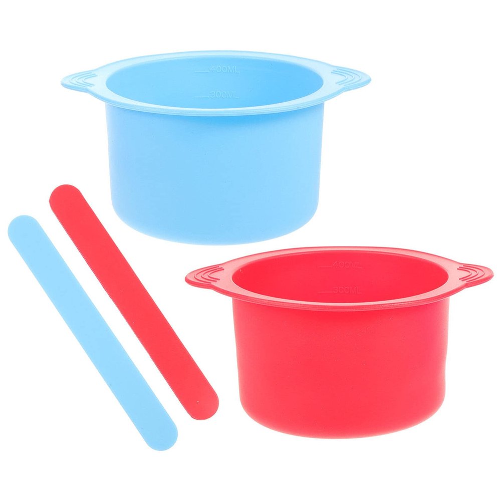 minkissy 2pcs Silicone Wax Warmer Bowl Stirring Sticks Non-stick Wax Pot for Hair Removal Reusable High-temperature Resistant for Home and Salon Use