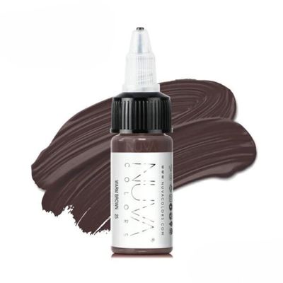 Nuva Colors Permanent Eyeliner Pigment, Customizable, Cool Undertone for Microblading, Lash Line, Winged Eyeliner, Stardust or Smokey, Long-Lasting, Vegan, Made in USA (Warm Brown)