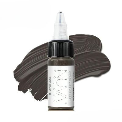 Nuva Colors Permanent Eyeliner Pigment, Customizable, Cool Undertone for Microblading, Lash Line, Winged Eyeliner, Stardust or Smokey, Long-Lasting, Vegan, Made in USA (Brown and Black)