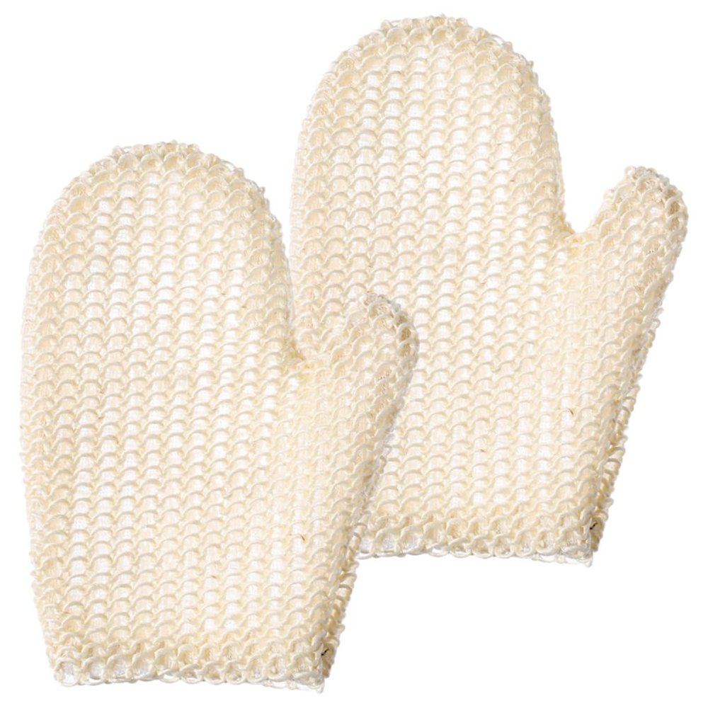 NOLITOY 2pcs Exfoliating Mittens for Bathing Sisal Body Scrubbing Gloves for Skin Cleansing Unisex Shower Accessories for Legs Arms