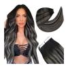 Tape in Hair Extensions Tape in Hair Extensions Human Hair Balayage Natural Black to Silver Gray 20pcs - Double Stitched Real Human Hair Extensions - Invisible Tape in Extensions Hair Extensions ( Siz view 1