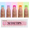 BTArtboxnails XCOATTIPS Press on Nails - French Tip Press on Nails, Long Sqaure Nail Tips, Brighter Pastel Soft Gel Nails False Nail, Soak Off Acrylic Fake Nails Art Extensions view 1