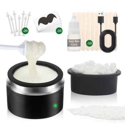 Nose Wax Kit Men & Nose Hair Wax Kit with 100g Nose Wax Beads,20 Sticks, Fast Heat, Smart Constant Temp, Portable Nose Hair Wax KitMulti-Purpose for Eyebrows/Lips (Black-USB)