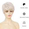 Kaneles Short Blonde Wig for Women with Bangs Natural Synthetic Halloween Hair Wigs Daily Layered Lady Wigs(Light Blonde) view 3