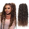 CISINPO Butterfly Locs with Curly End 18 Inch, 6 Packs Boho Distressed Locs Crochet Hair, Bohemian Goddess Faux Butterfly Braids with Wavy Ends (T30, Ombre Medium Dark Brown) view 1