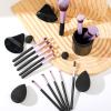 14 Pcs Travel Makeup Brush Set Portable Mini Makeup Brushes Make up Brush with Case,5 Pcs Makeup Sponge Mother's Day Gift for Foundation Powder Concealers Eye Shadows(Black) view 3