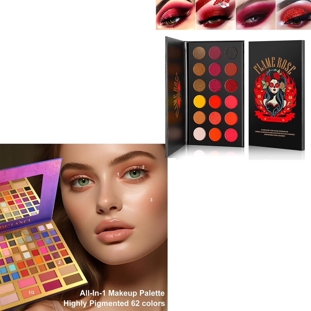 Afflano Big Eye Shadow Palette Makeup +Red Eyeshadow Pallet, All In 1 Nude Brown Colorful Eyeshadow Palette High pigmente, Natural Blush Highlighter Contour Face Makeup, Large Makeup Palette 62 Colors