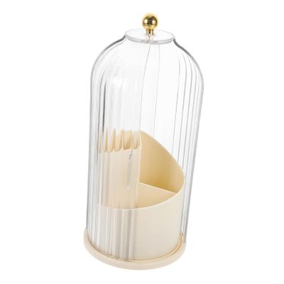 Ciieeo Rotary Makeup Organizer Makeup Brush Holder Desktop Cosmetic Storage Box 2 Sections Space Saver