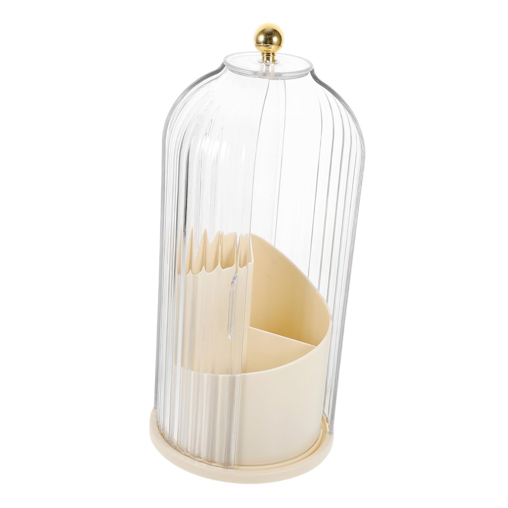 Ciieeo Rotary Makeup Organizer Makeup Brush Holder Desktop Cosmetic Storage Box 2 Sections Space Saver
