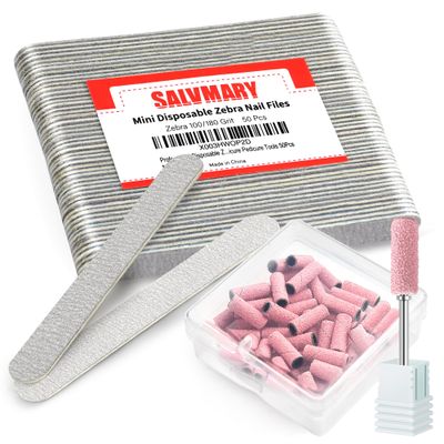 120 Grit Small Sanding Bands for Nail Drill with 3.1MM Mandrel Bit Set and 100/180 Grit 5 Inch Disposable Zebra Nail Files