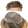 Healthlif Hair Toupee For Men Remy Human Hair Piece For Men Undetectable Lace Toupee Mens Hairpieces Bleach Knots Mens Hair System 7X9#540#5 Medium Light Brown+40% Grey 80% Density view 1
