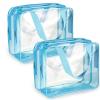 2Pcs Crystal Clear PVC Travel Toiletry Bag Kit for Women Men, Waterproof Vinyl Organizer Clear Makeup Bags with Zipper, Cosmetic Bag Pouch Carry on Airport Airline Compliant Bag Handbag (Double Layer) view 1