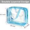 2Pcs Crystal Clear PVC Travel Toiletry Bag Kit for Women Men, Waterproof Vinyl Organizer Clear Makeup Bags with Zipper, Cosmetic Bag Pouch Carry on Airport Airline Compliant Bag Handbag (Double Layer) view 3