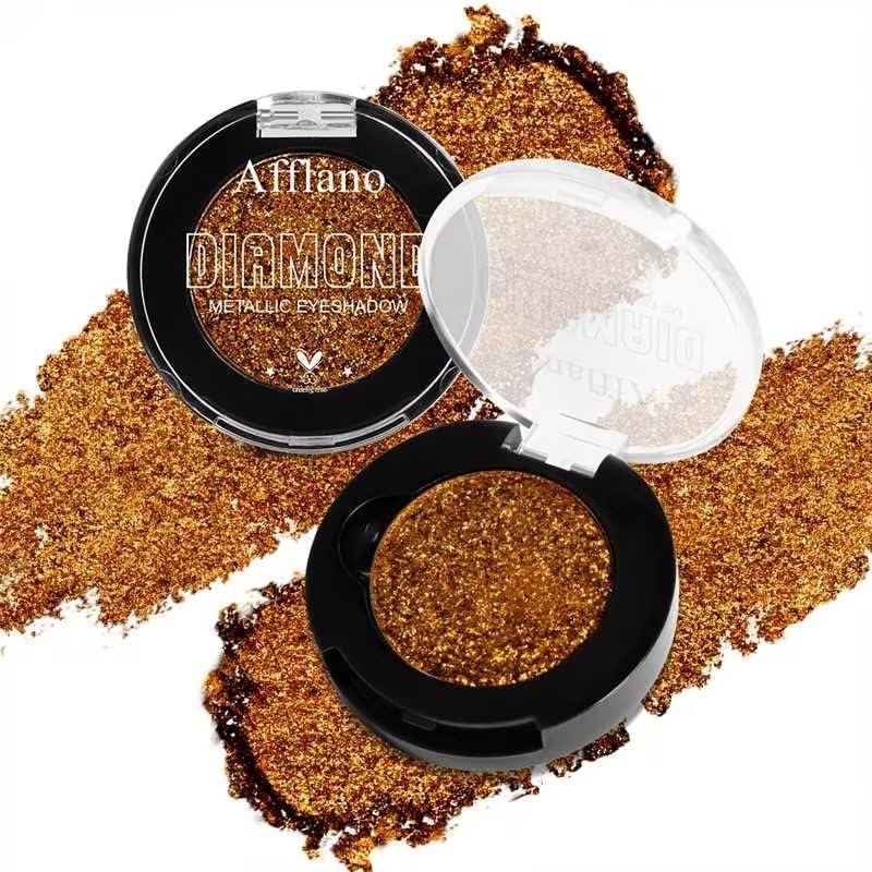 Afflano Sunset Glitter Eyeshadow Palette One-Swipe Coverage, Single Intense Color Sparkle Warm Orange Gold Eyeshadow, Long Lasting Metallic Bronze Eye Shadow for Girl Women Neutral Fall Eye Look, 19H