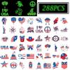 288PCS 4th/Fourth of July Tattoos for Kids, Glow in the Dark Tattoo Patriotic tattoos Patriotic Party Decorations Favors Supplies 48 Designs for Fourth of July Party, Independence Day party view 1